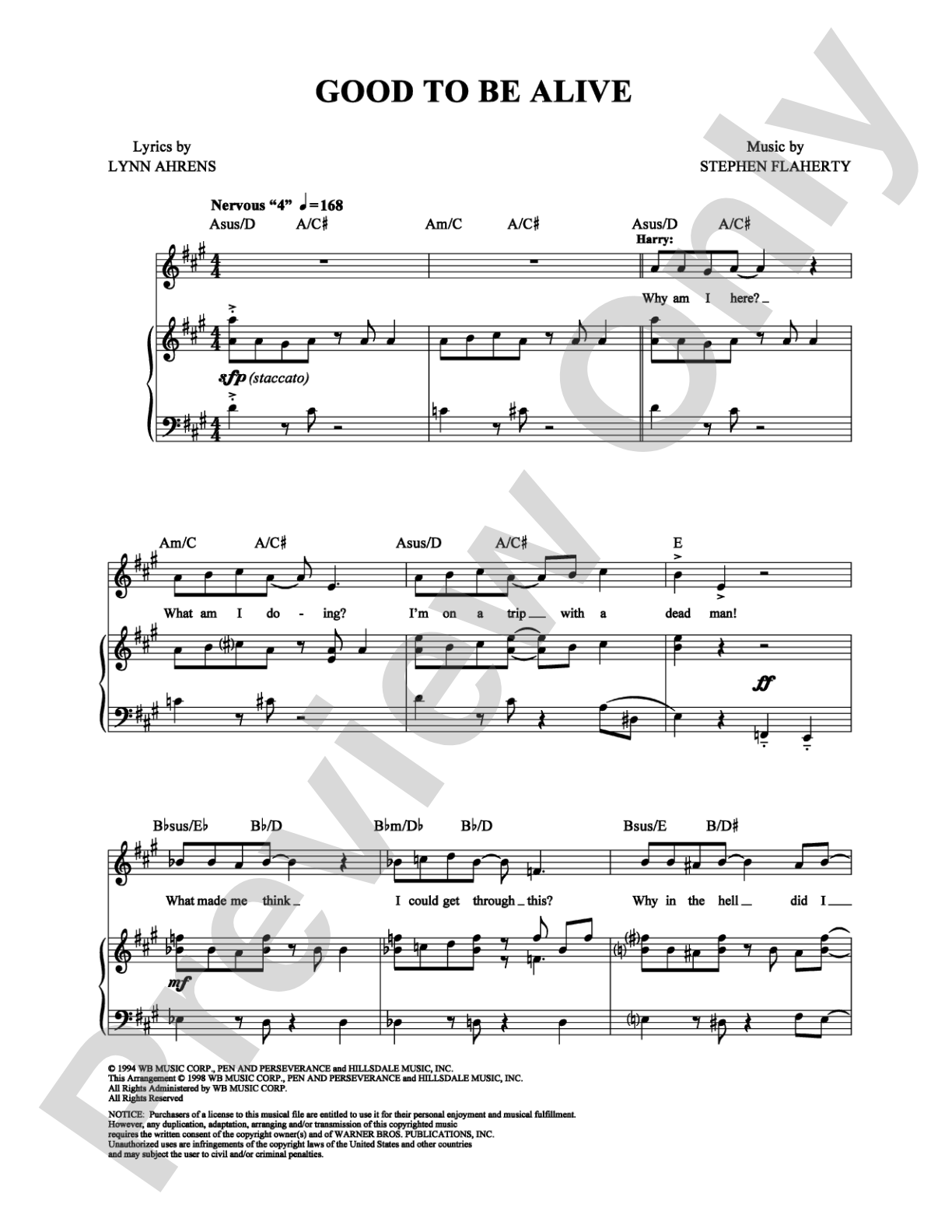 Good To Be Alive: Piano/Vocal/Chords Digital Sheet Music