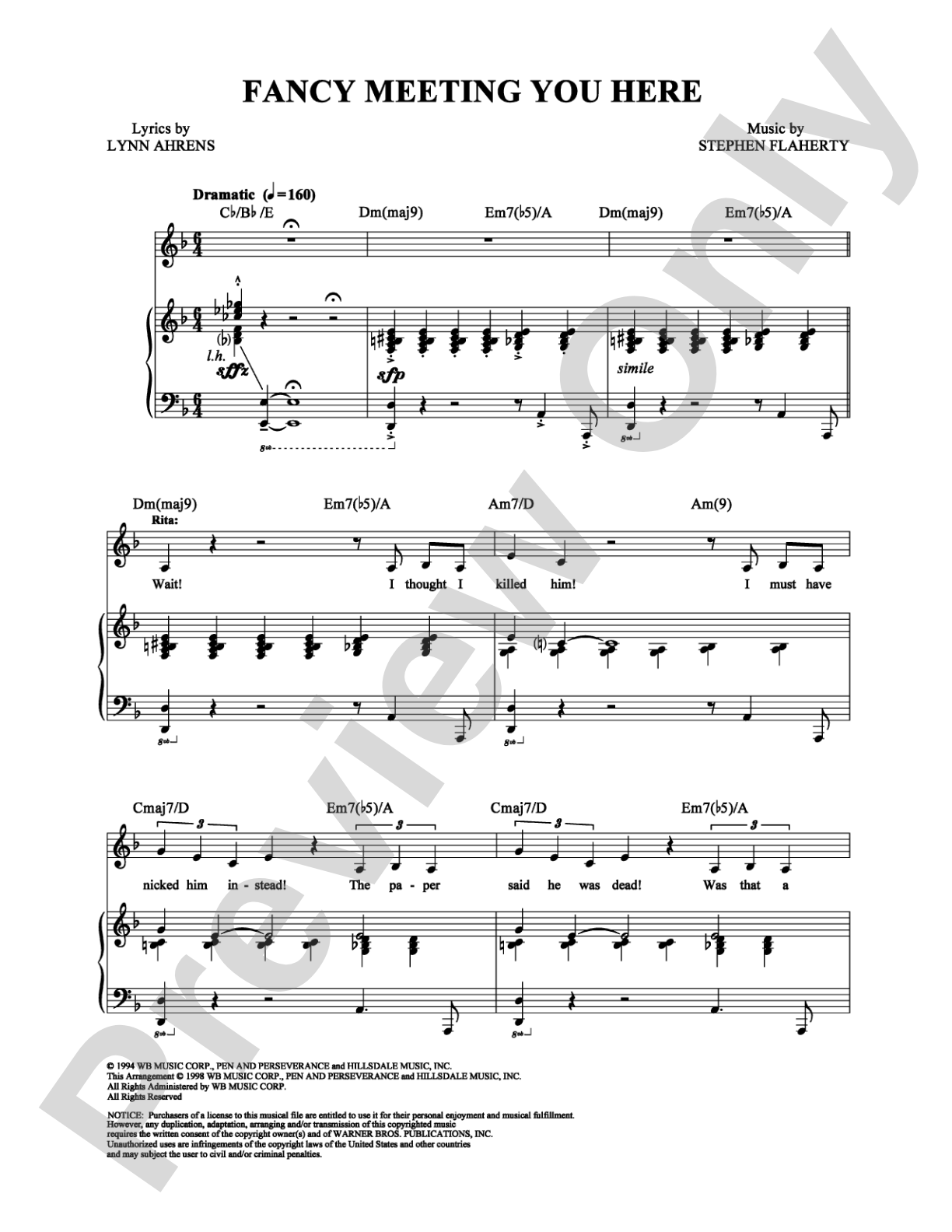 Fancy Meeting You Here: Piano/Vocal/Chords Digital Sheet Music