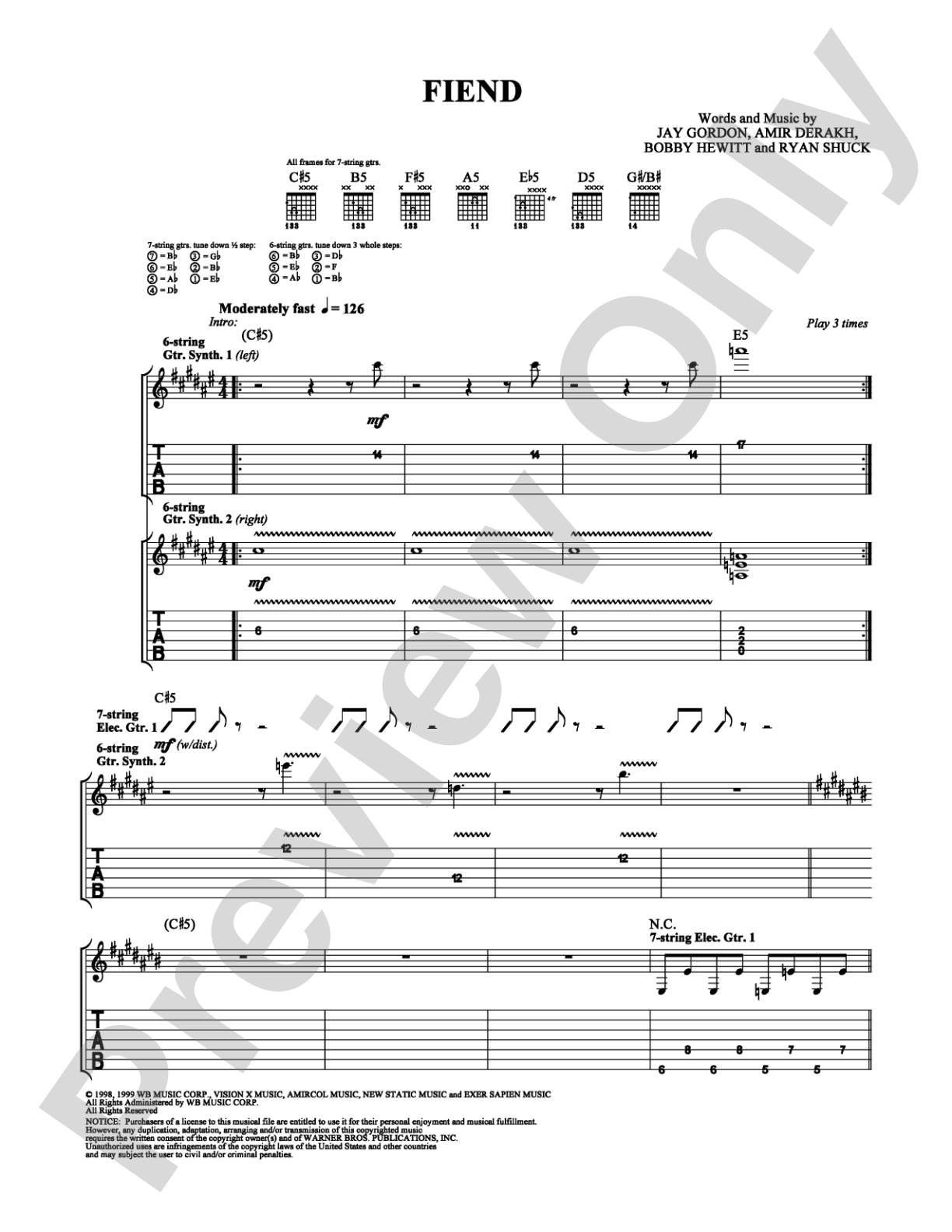 Fiend: Guitar TAB Digital Sheet Music