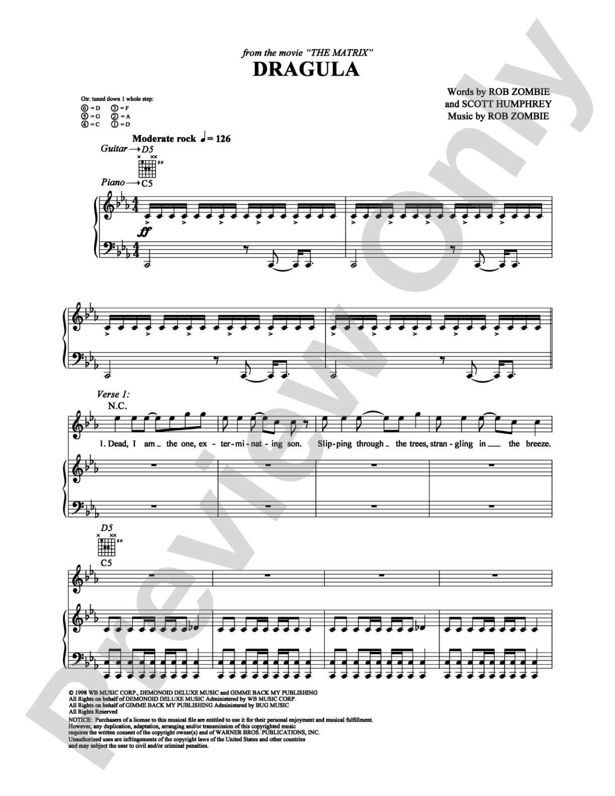 Dragula: Piano/Vocal/Chords Digital Sheet Music