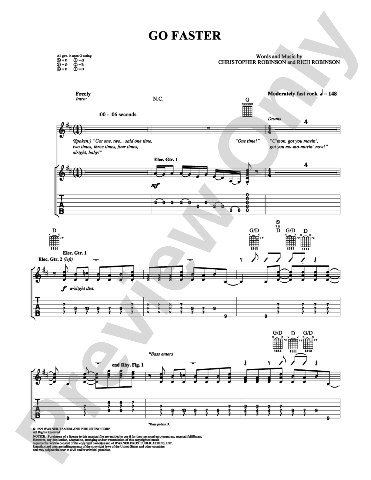 Go Faster: Guitar TAB Digital Sheet Music