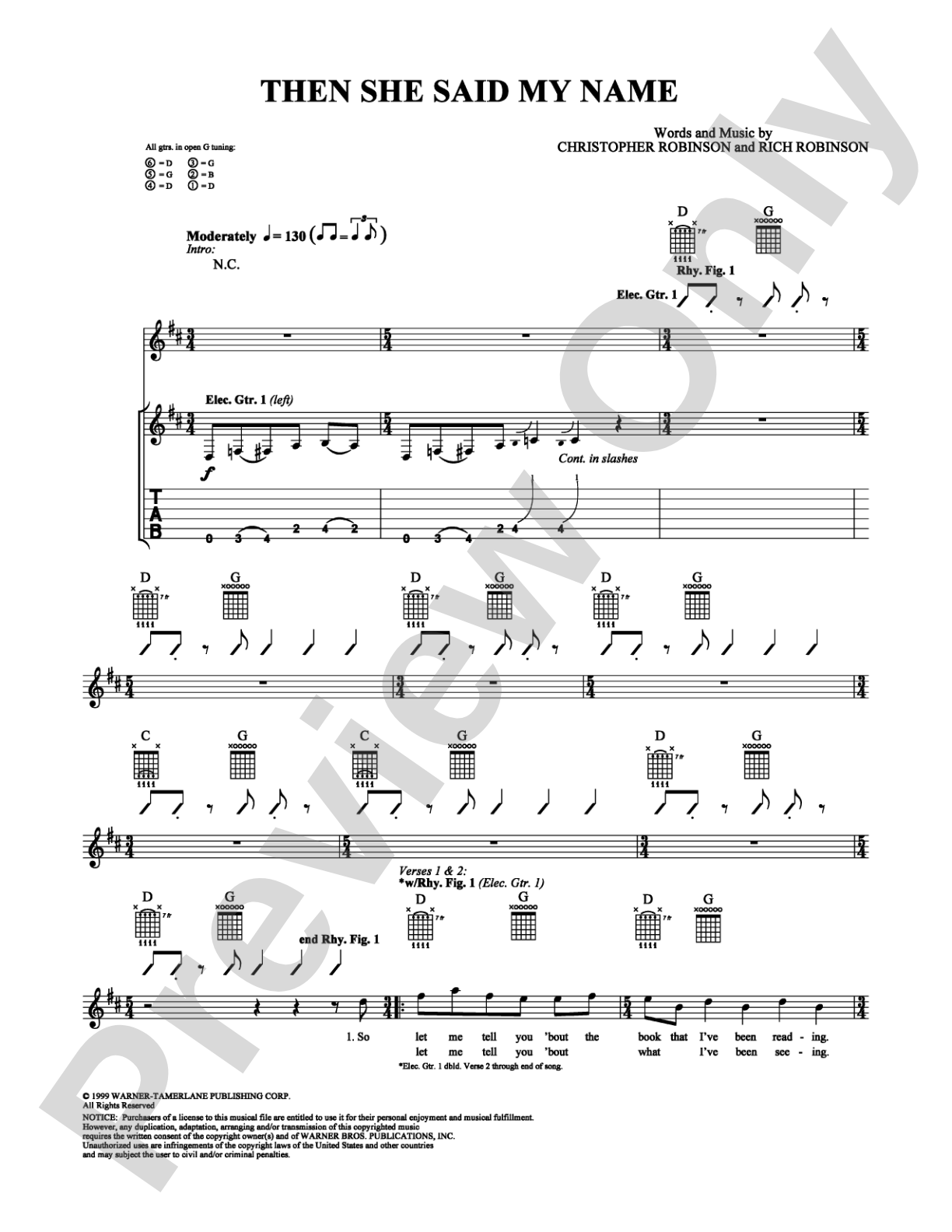 Then She Said My Name: Guitar TAB Digital Sheet Music