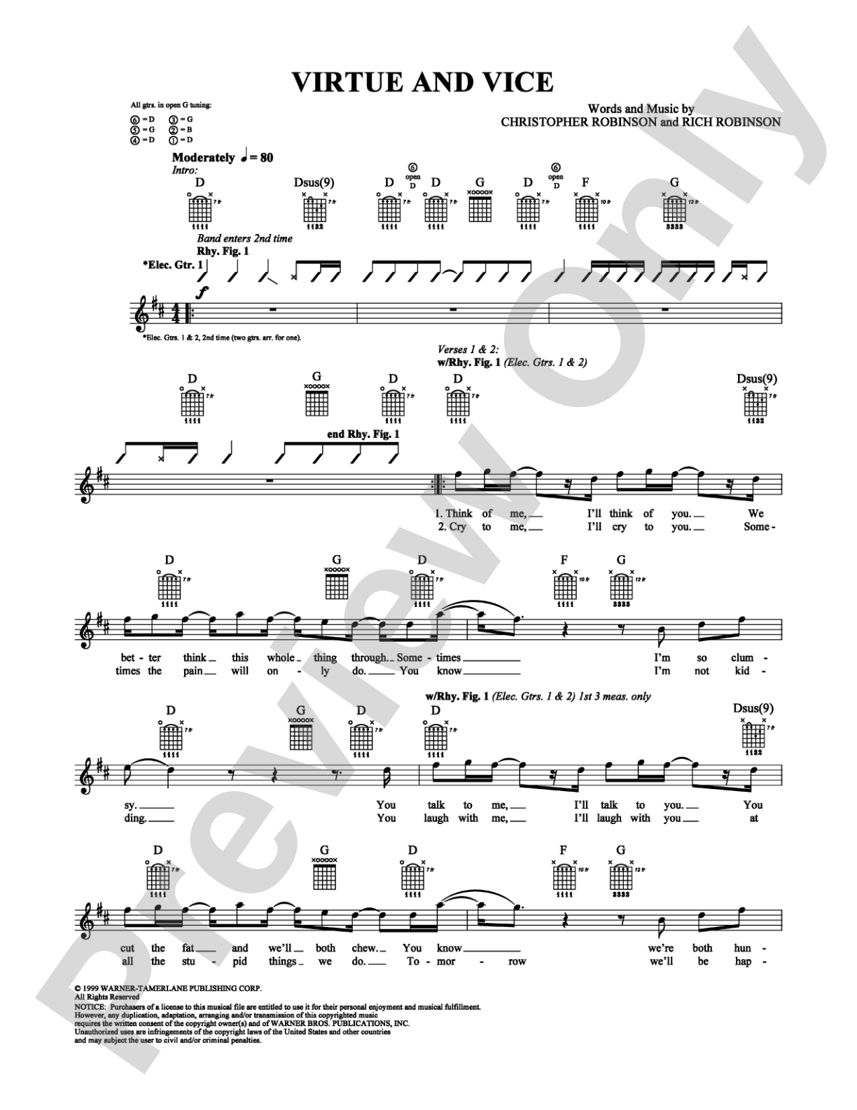 Virtue and Vice: Guitar TAB Digital Sheet Music