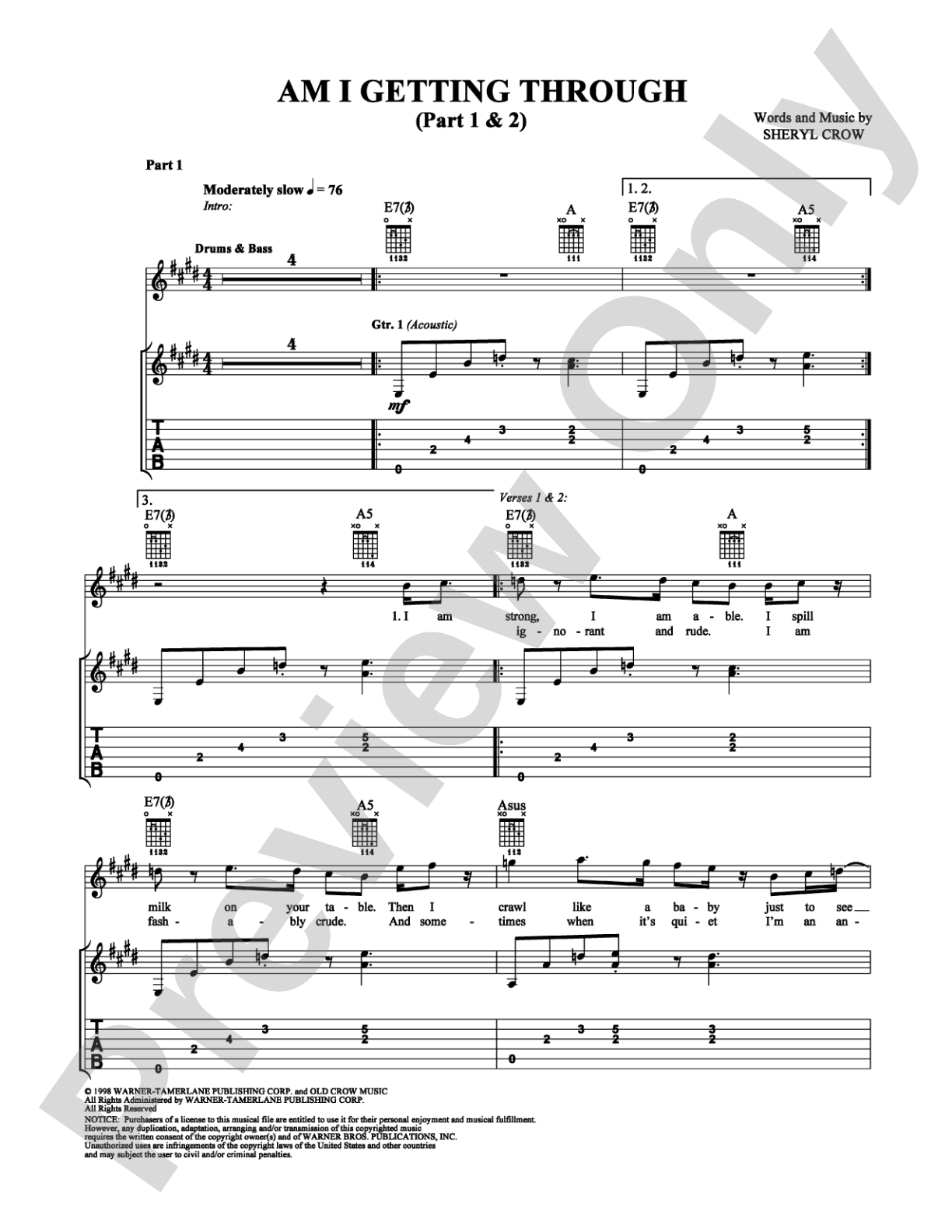 Am I Getting Through (Part 1 & 2): Guitar TAB Digital Sheet Music