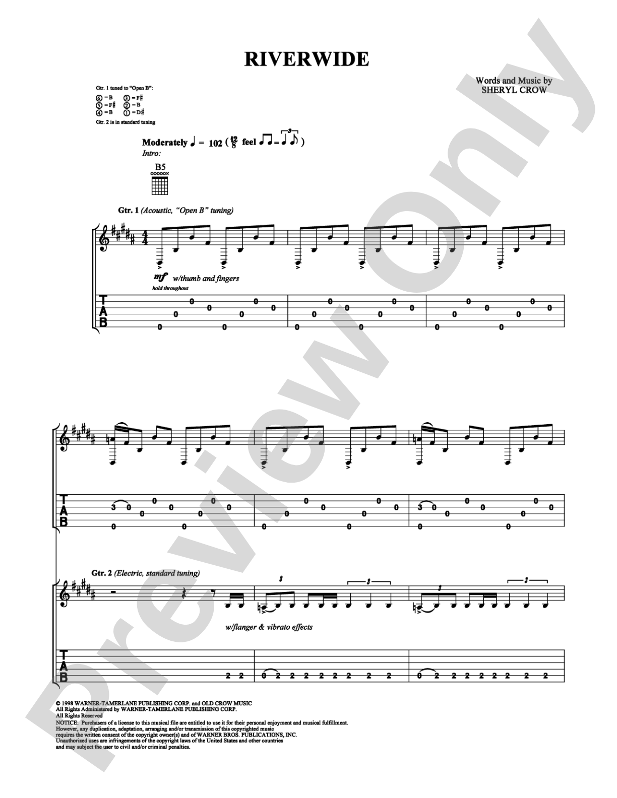 Riverwide: Guitar TAB Digital Sheet Music
