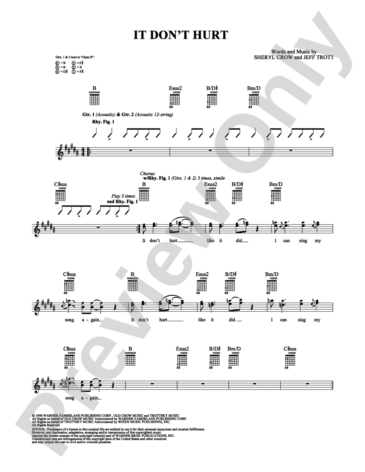 It Don't Hurt: Guitar TAB Digital Sheet Music
