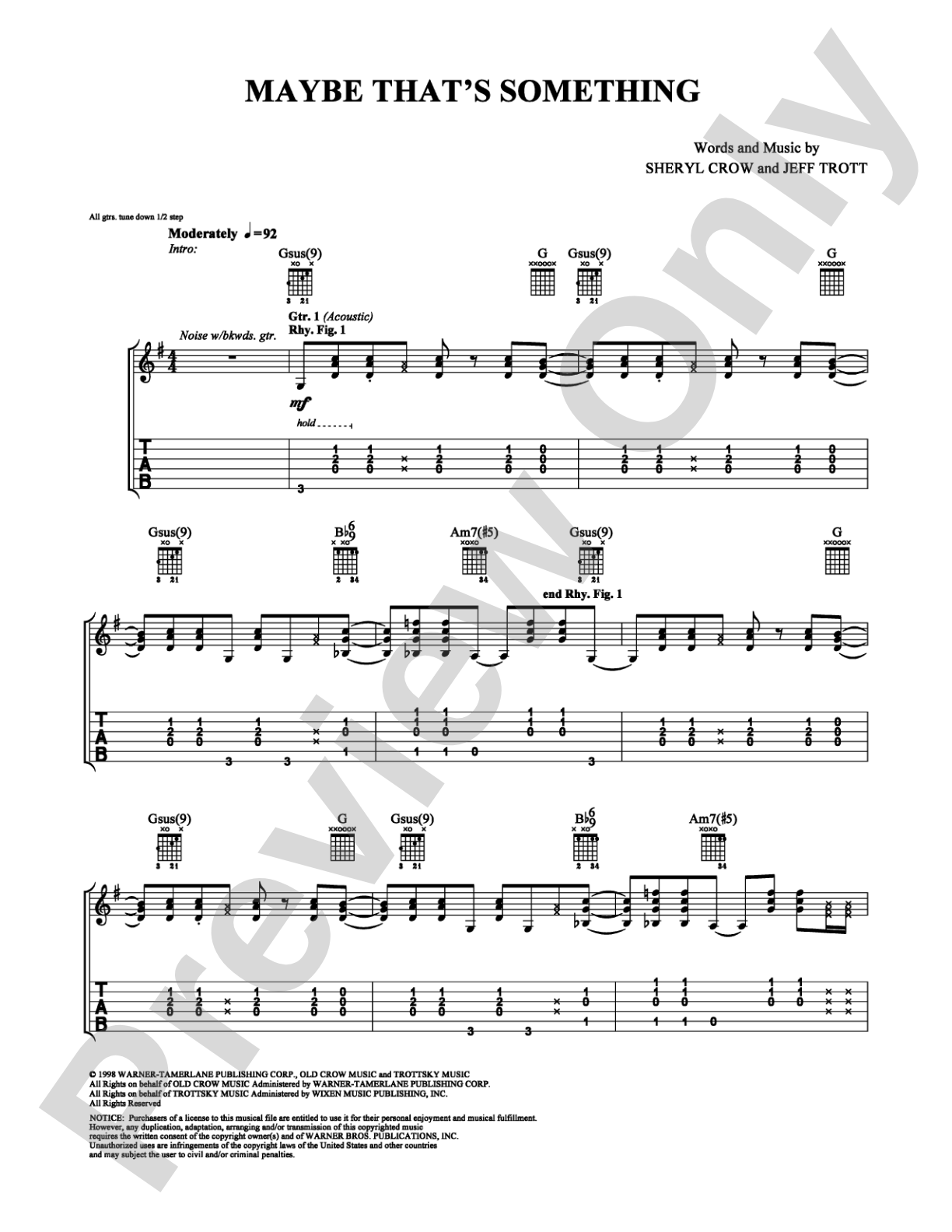 Maybe That's Something: Guitar TAB Digital Sheet Music