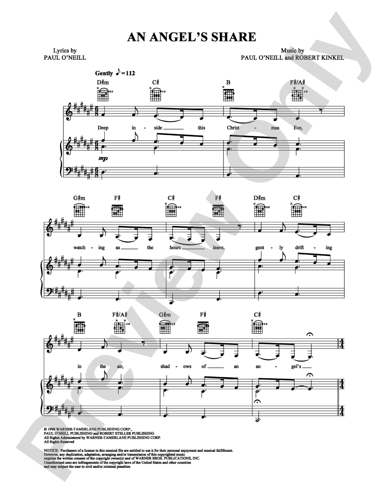 An Angel's Share: Piano/Vocal/Chords Digital Sheet Music