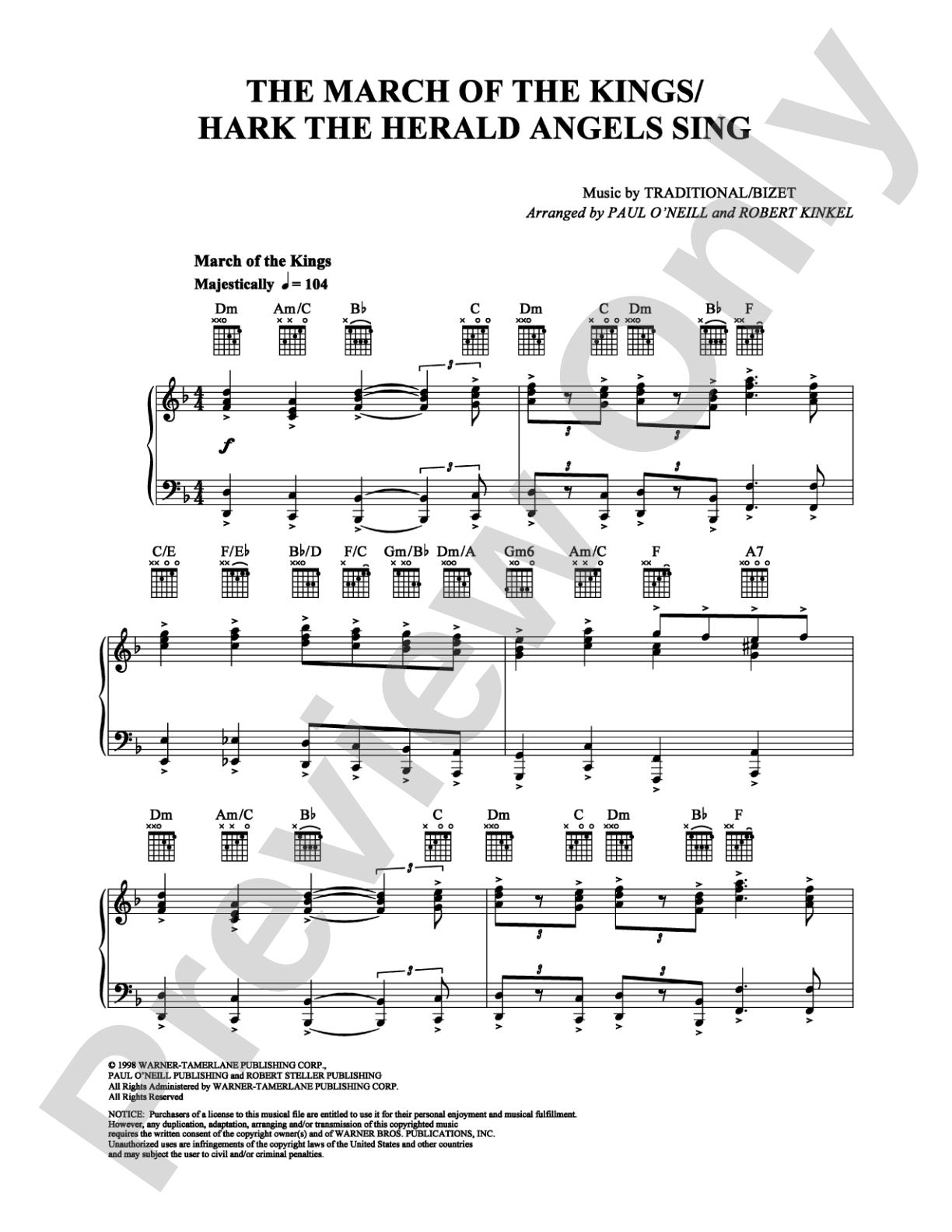 The March of the Kings/Hark the Herald Angel: Piano Digital Sheet Music