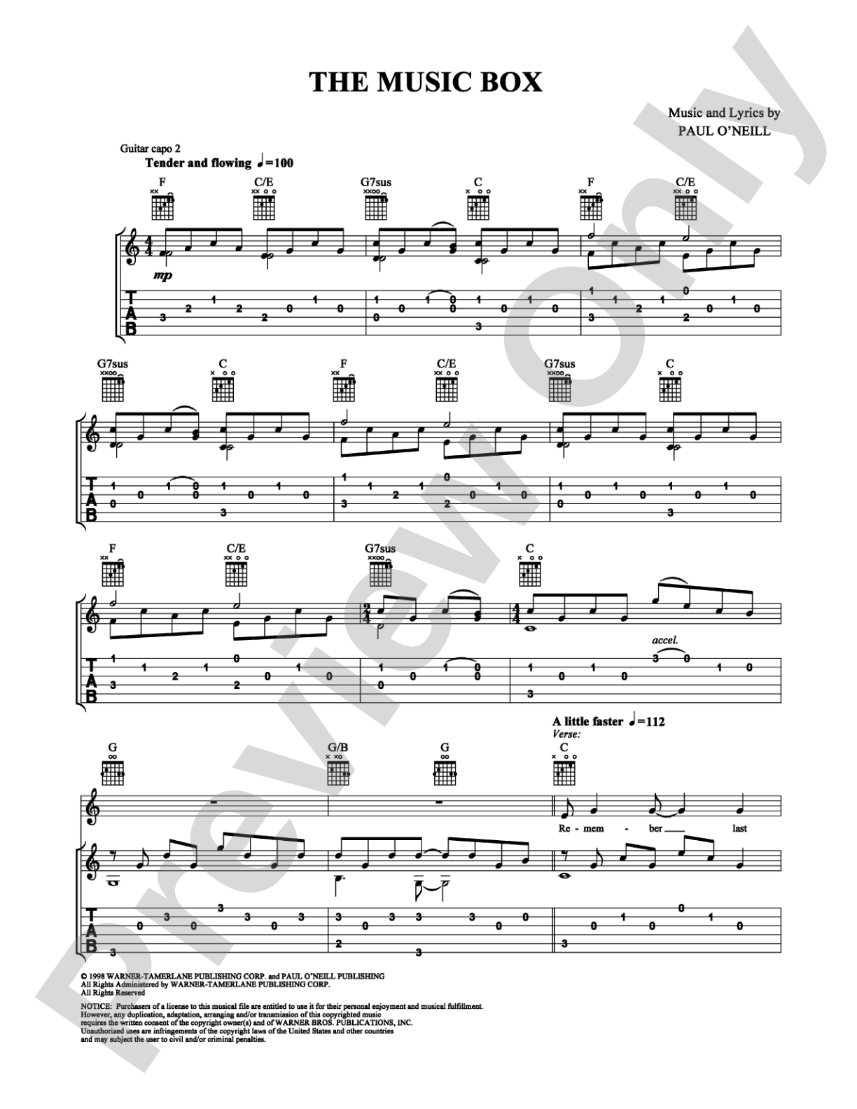 The Music Box: Guitar TAB Digital Sheet Music