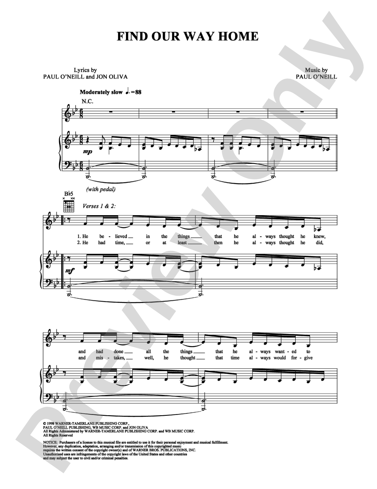 Find Our Way Home: Piano/Vocal/Chords Digital Sheet Music