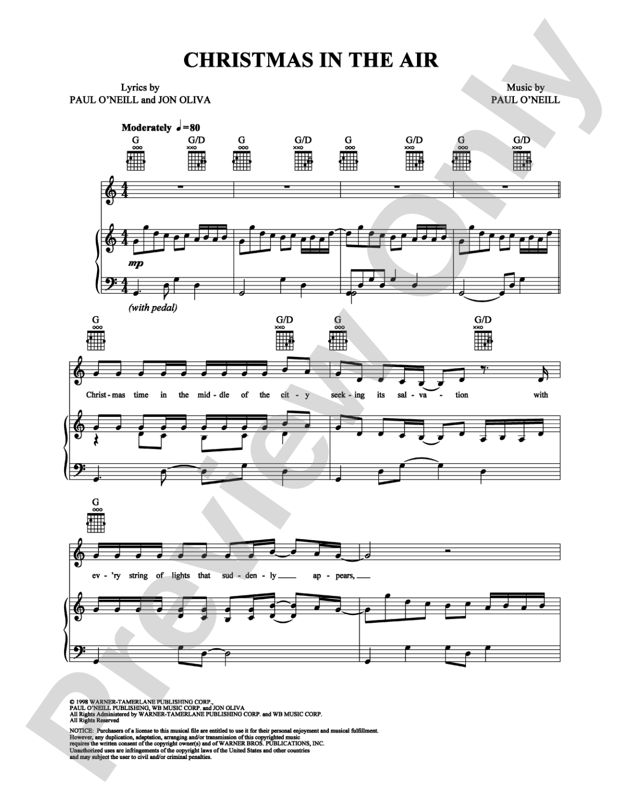 Christmas in the Air: Piano/Vocal/Chords Digital Sheet Music