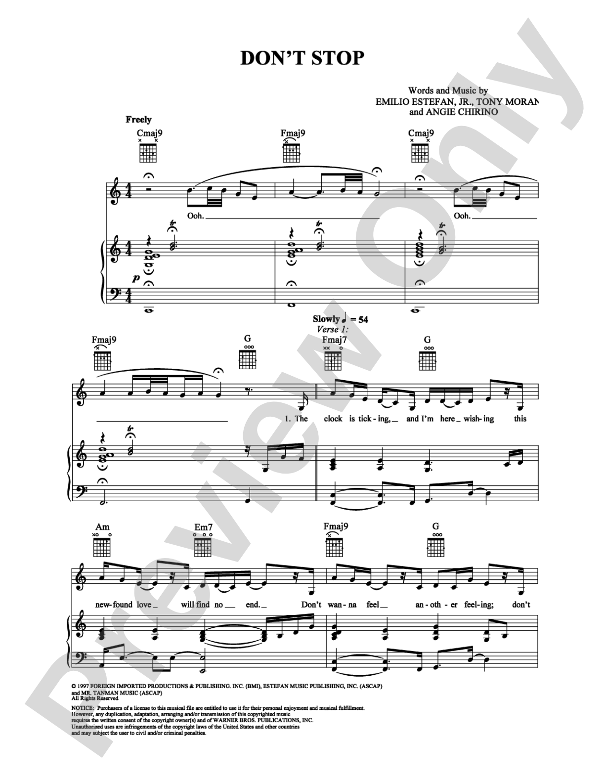 Don't Stop: Piano/Vocal/Chords Digital Sheet Music