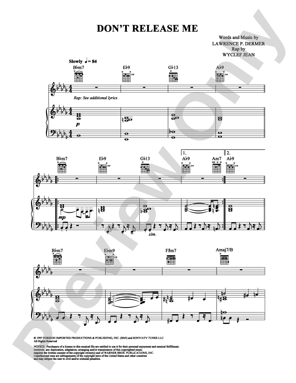 Don't Release Me: Piano/Vocal/Chords Digital Sheet Music