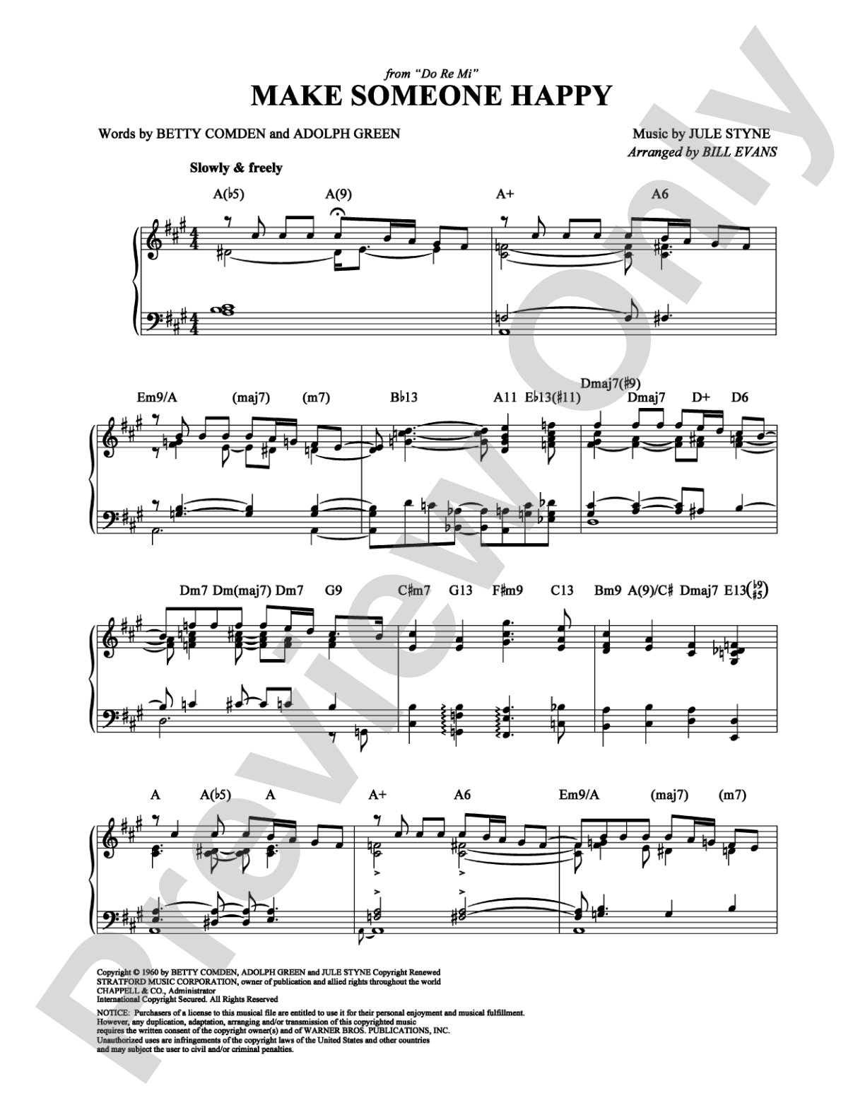 Make Someone Happy: Piano Digital Sheet Music