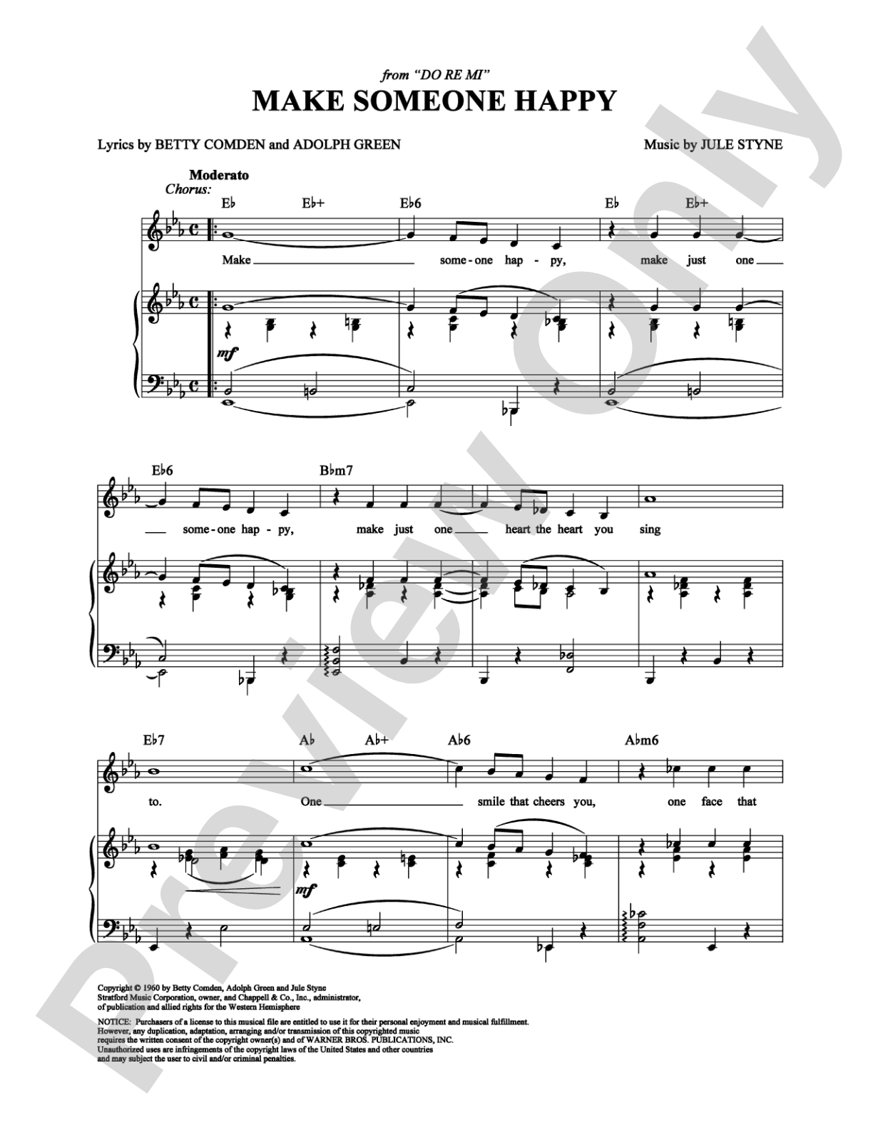 Make Someone Happy: Piano/Vocal/Chords Digital Sheet Music