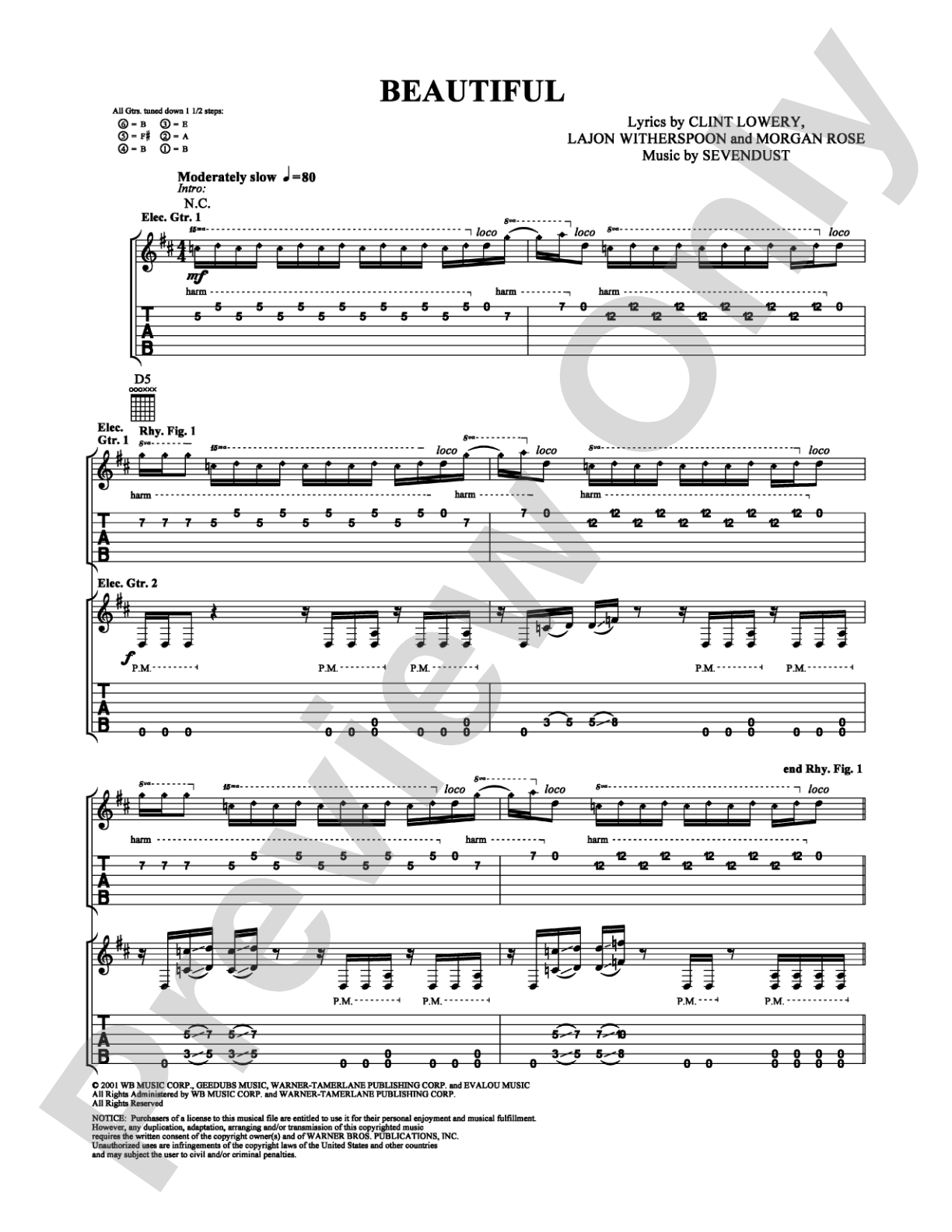 Beautiful: Guitar TAB Digital Sheet Music