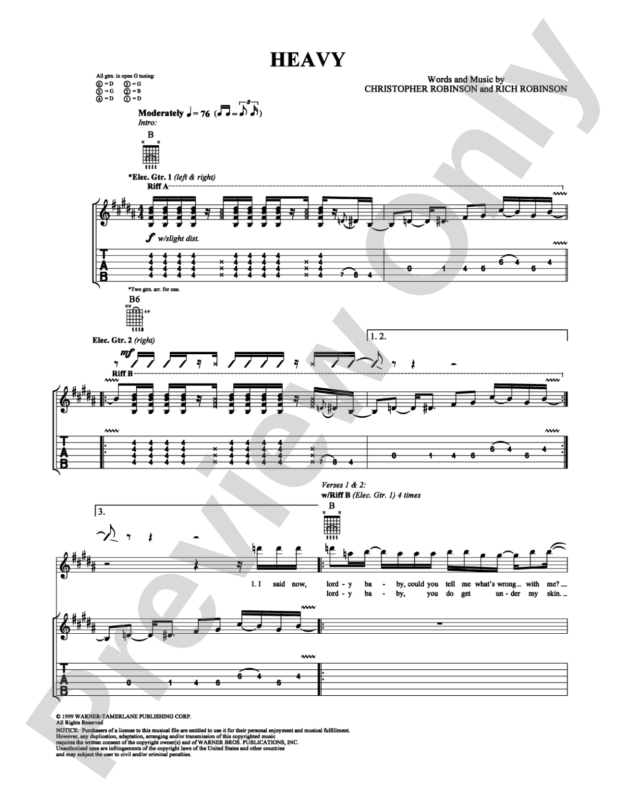 Heavy: Guitar TAB Digital Sheet Music