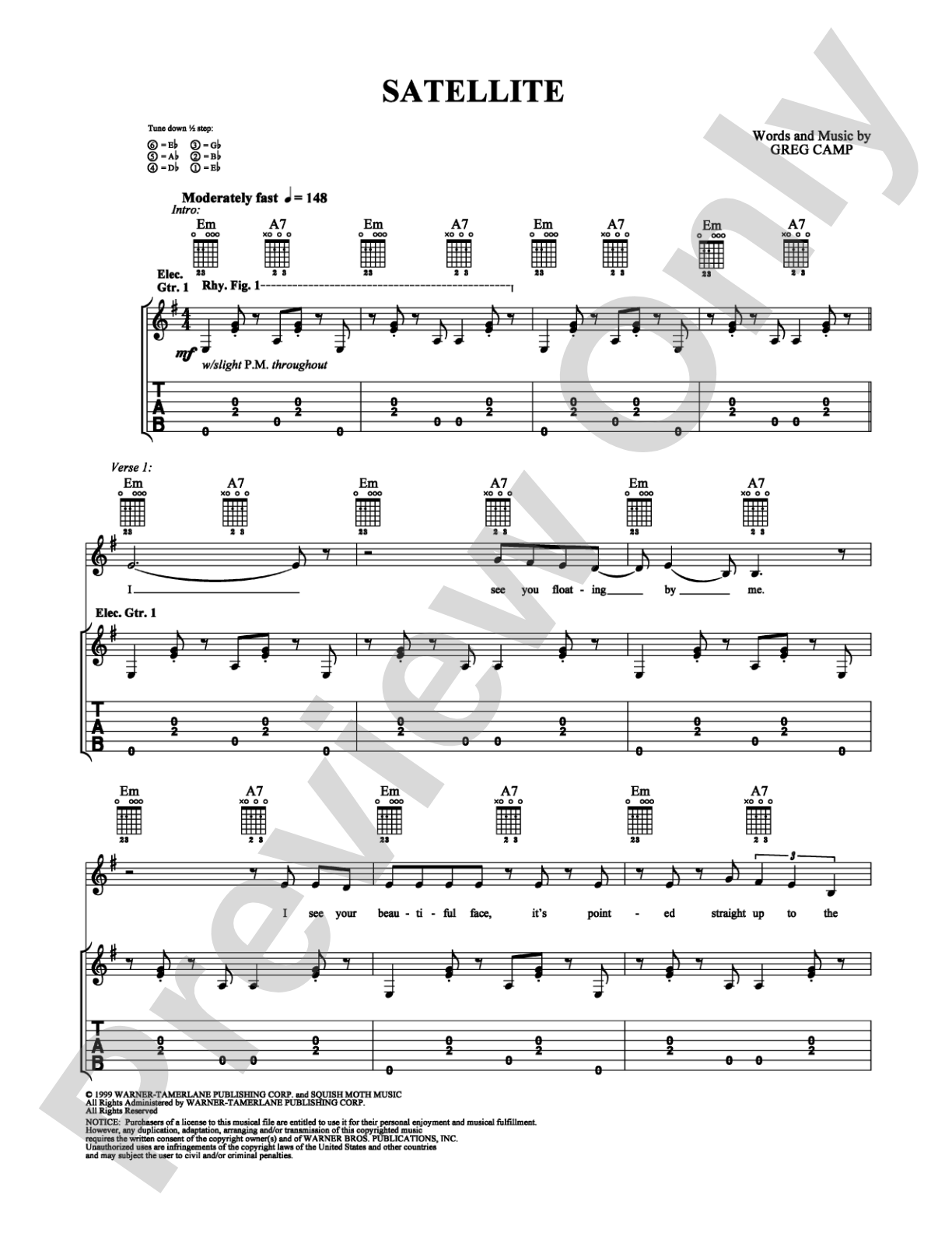Satellite: Guitar TAB Digital Sheet Music