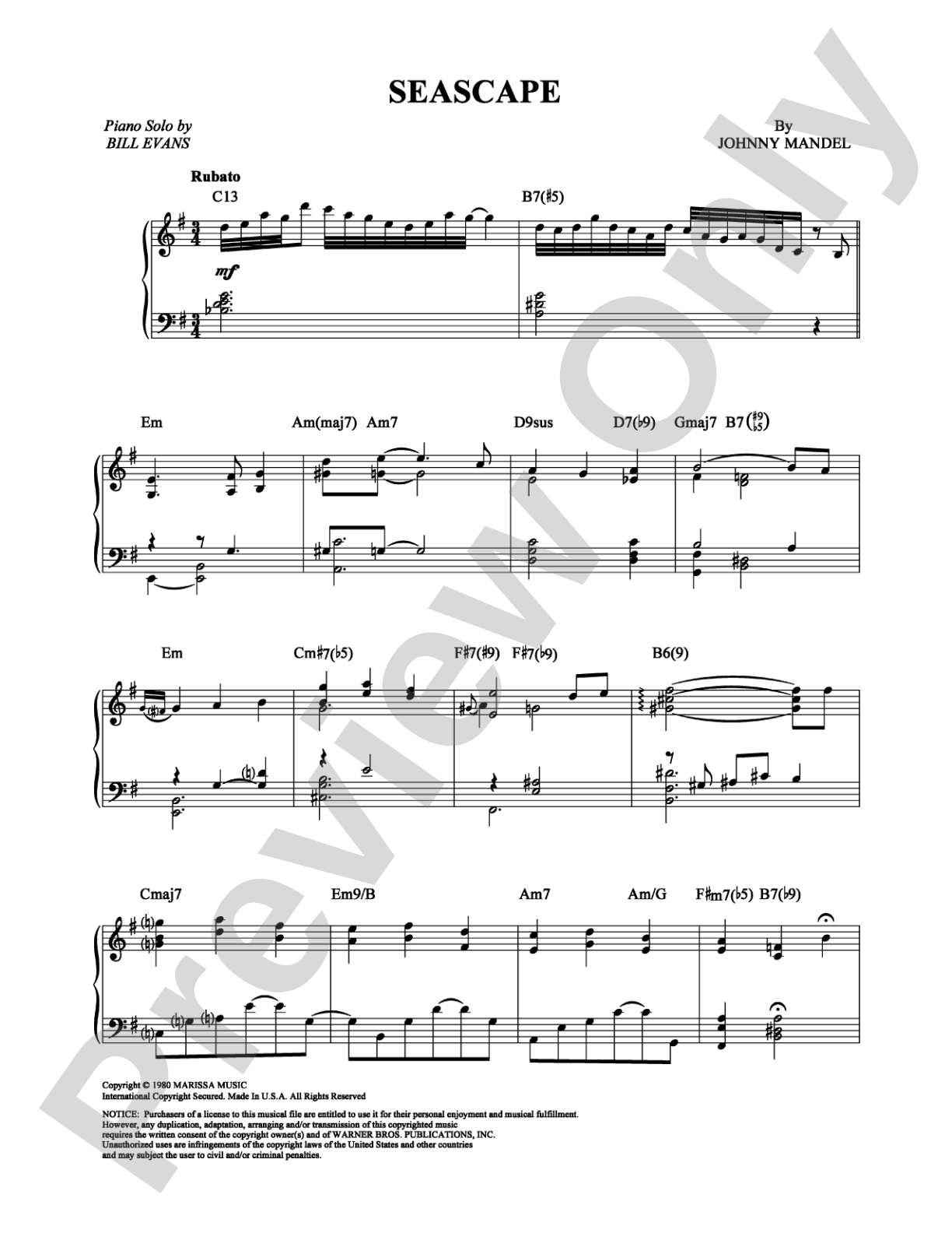 Seascape: Piano Digital Sheet Music