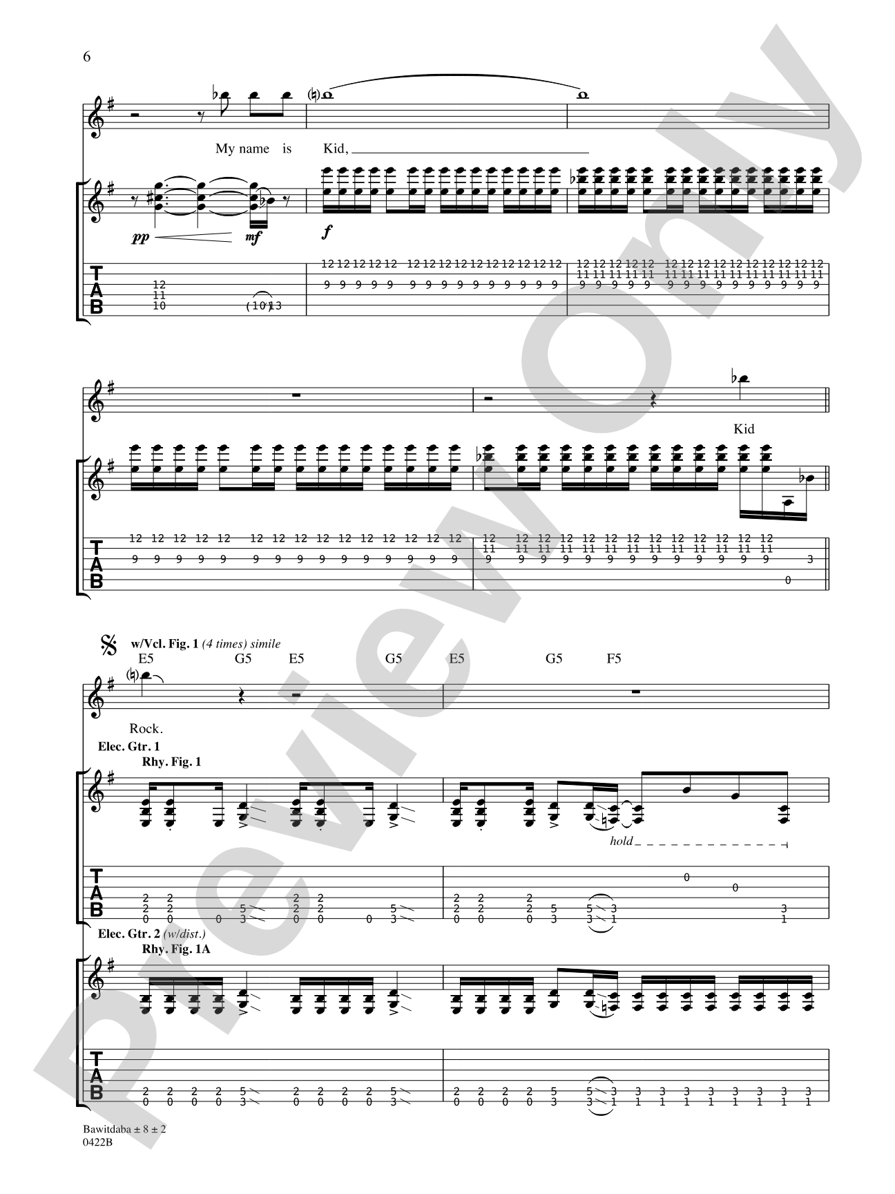 Bawitdaba: Authentic Guitar TAB