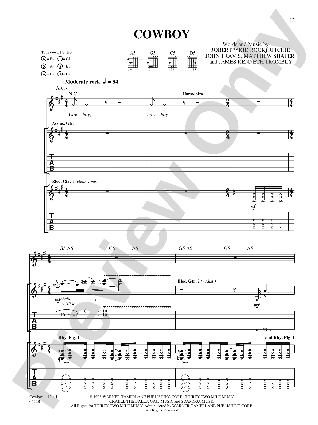 Cowboy: Authentic Guitar TAB