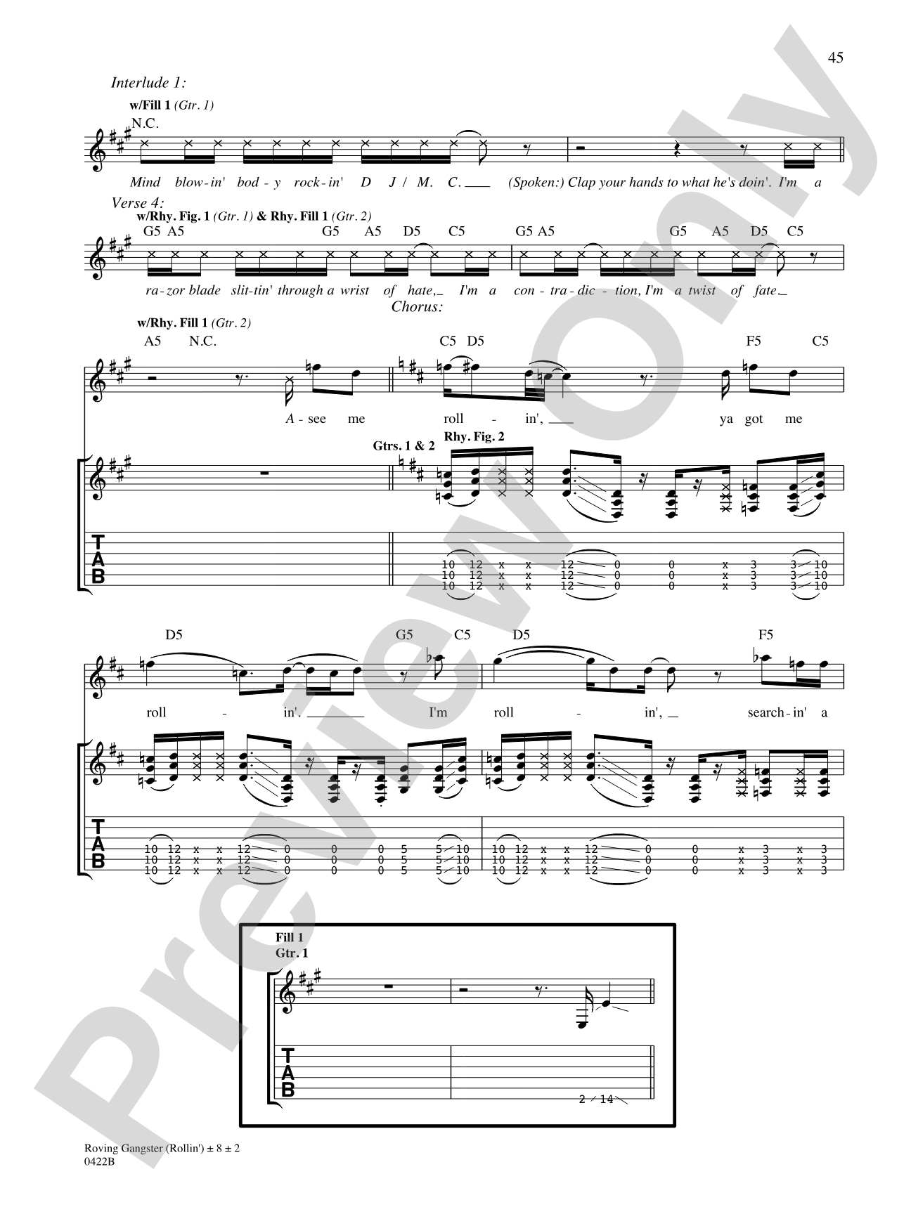 Roving Gangster (Rollin'): Authentic Guitar TAB