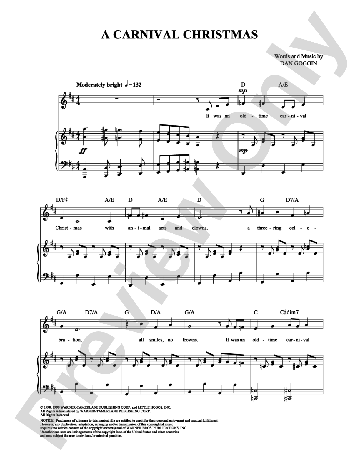 A Carnival Christmas: Piano/Vocal/Chords Digital Sheet Music