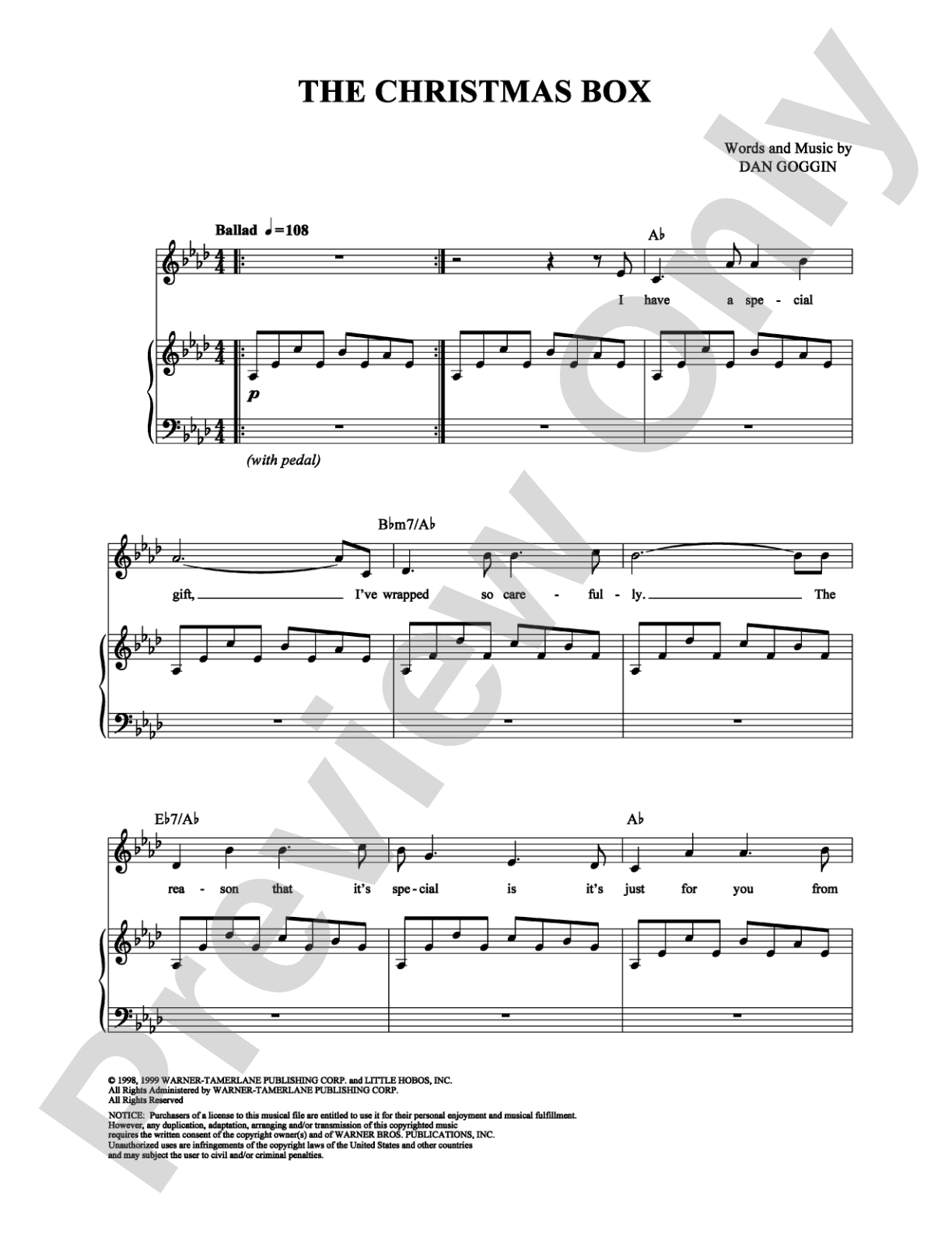 The Christmas Box: Piano/Vocal/Chords Digital Sheet Music