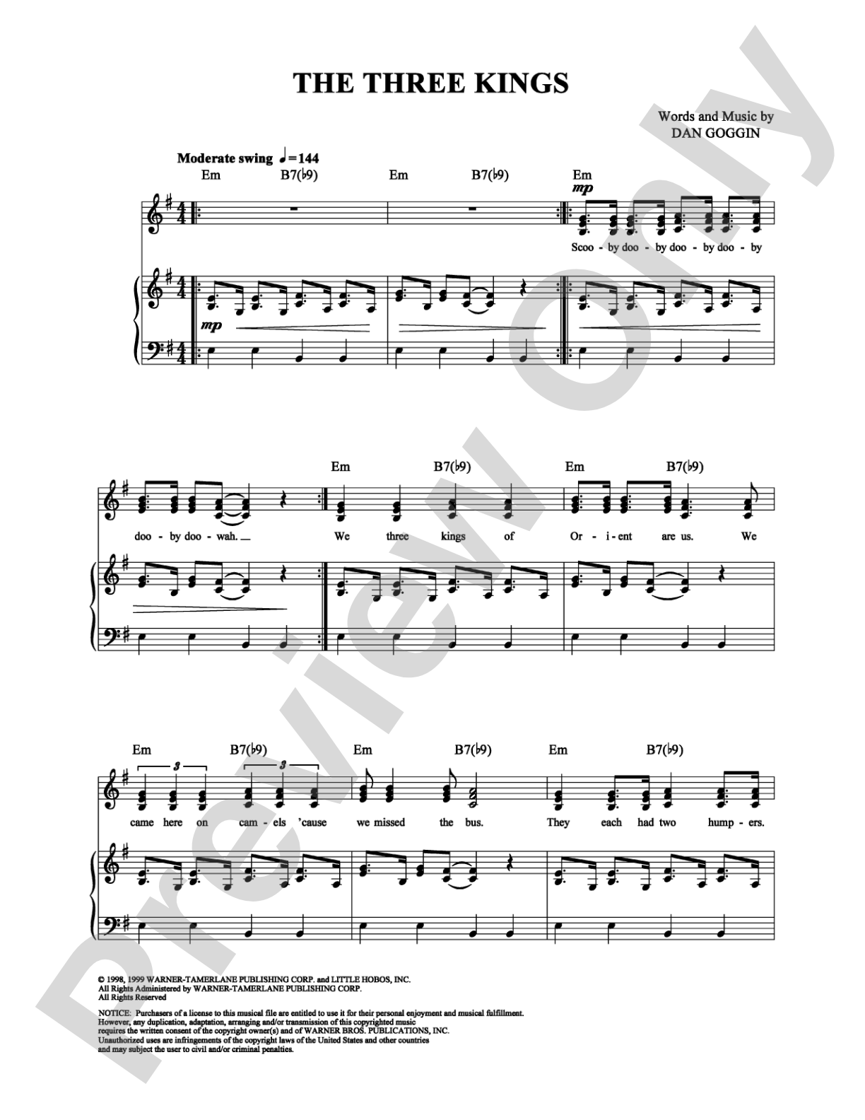 The Three Kings: Piano/Vocal/Chords Digital Sheet Music
