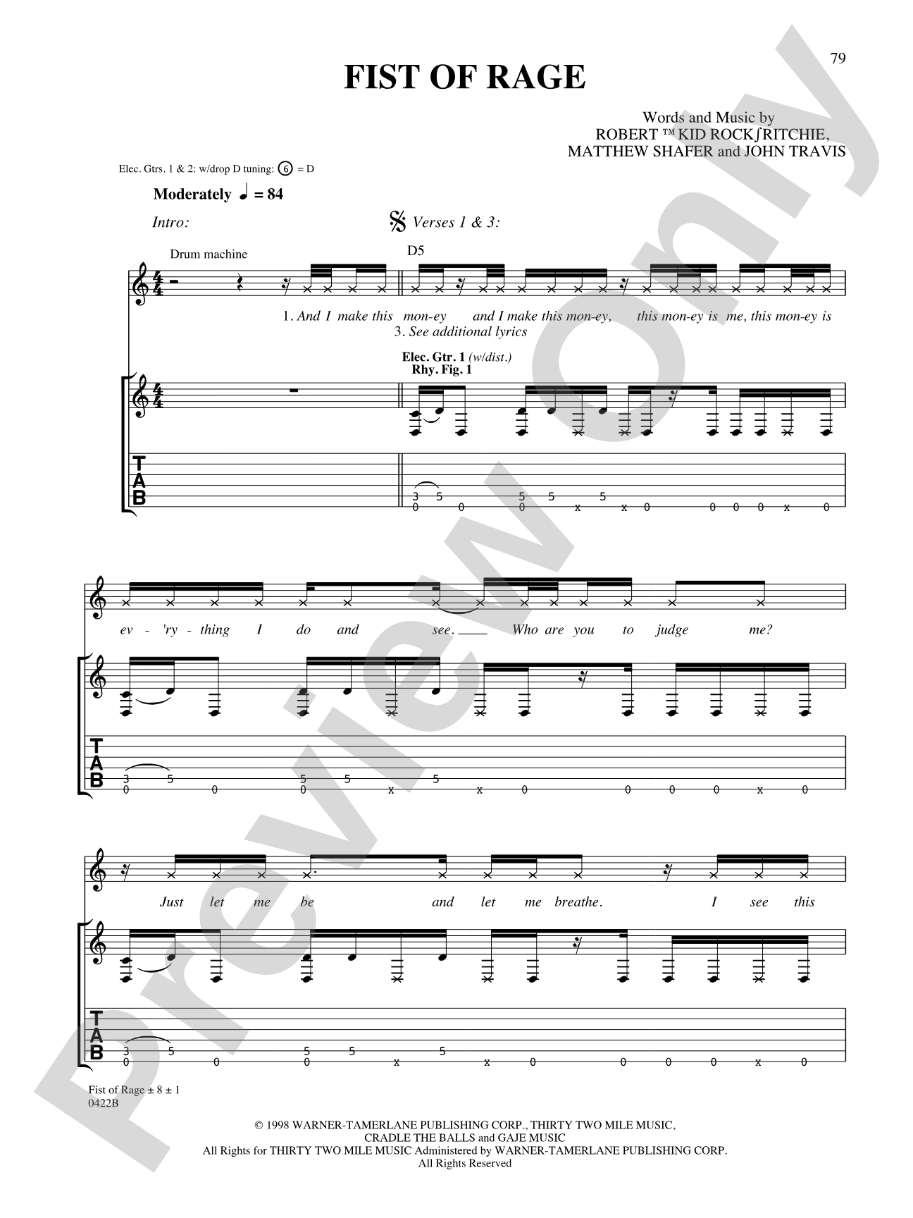 Fist of Rage: Authentic Guitar TAB