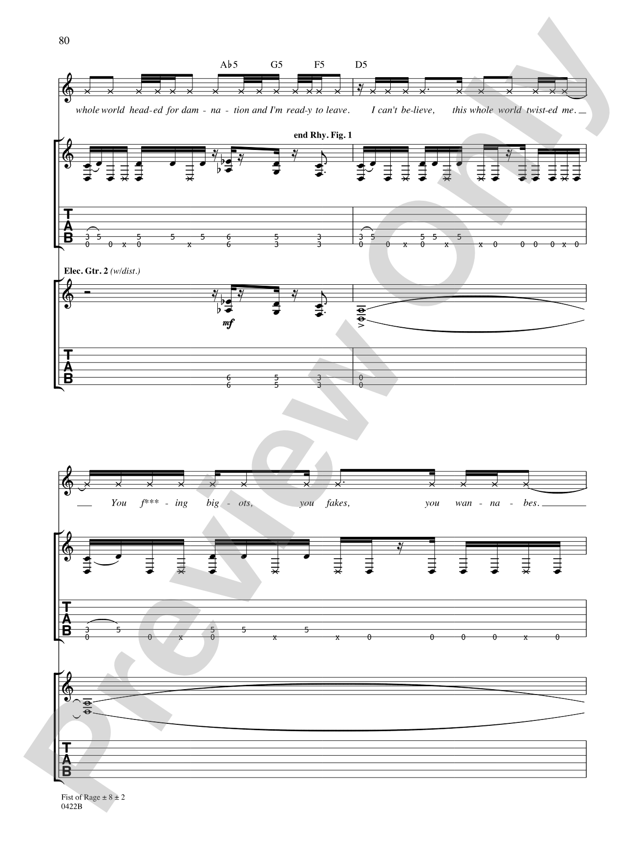 Fist of Rage: Authentic Guitar TAB