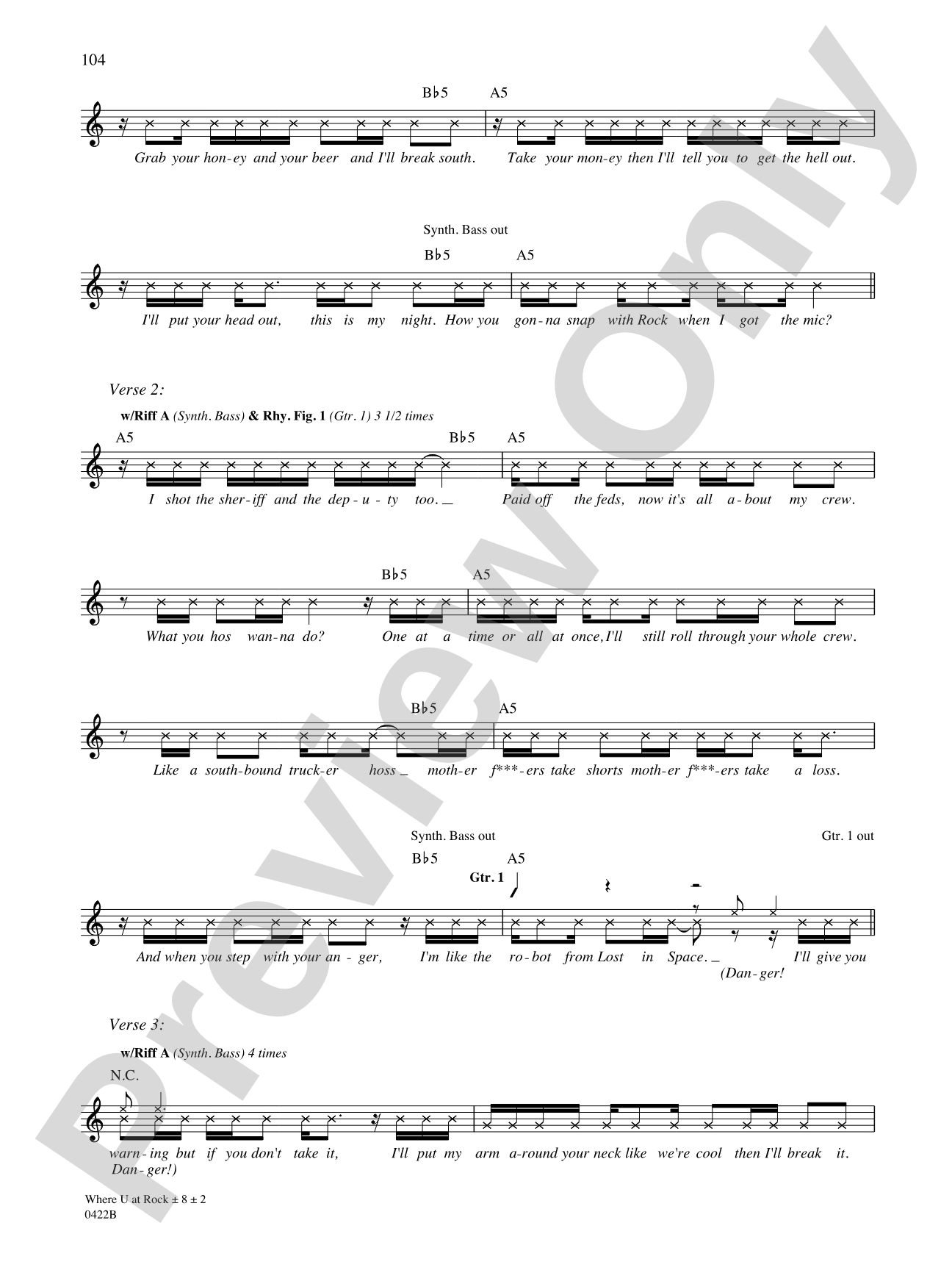 Where U At Rock: Authentic Guitar TAB