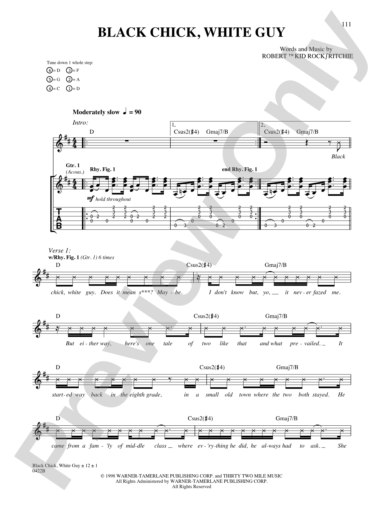 Black Chick, White Guy: Authentic Guitar TAB