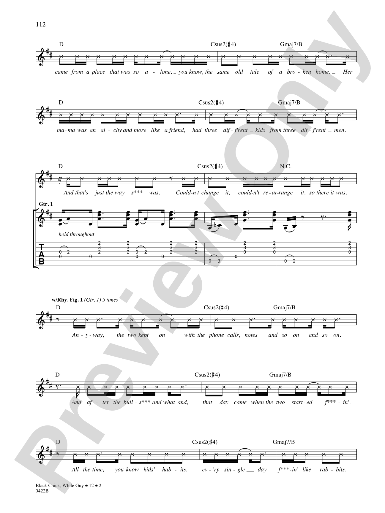 Black Chick, White Guy: Authentic Guitar TAB