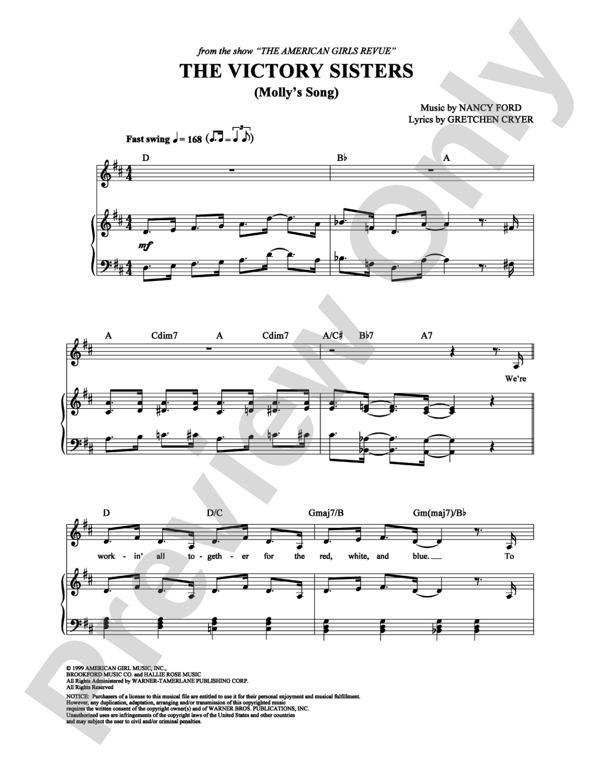 The Victory Sisters (Molly's Song): Piano/Vocal/Chords Digital Sheet Music