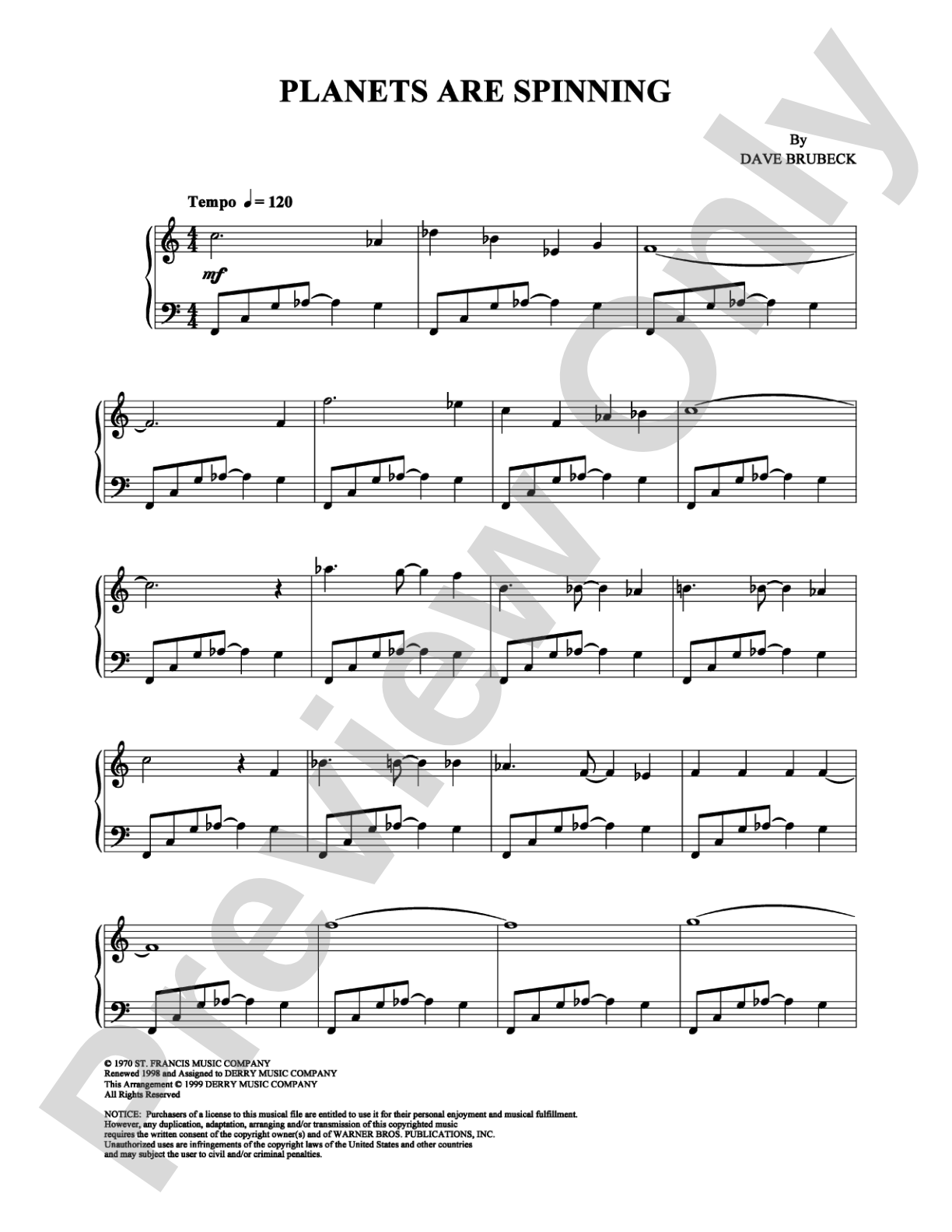 Planets Are Spinning: Piano Digital Sheet Music