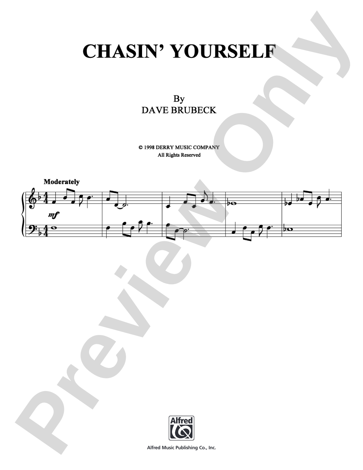 Chasin' Yourself: Piano Digital Sheet Music