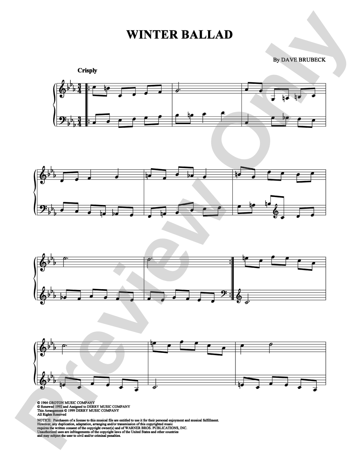 Winter Ballad: Piano Digital Sheet Music