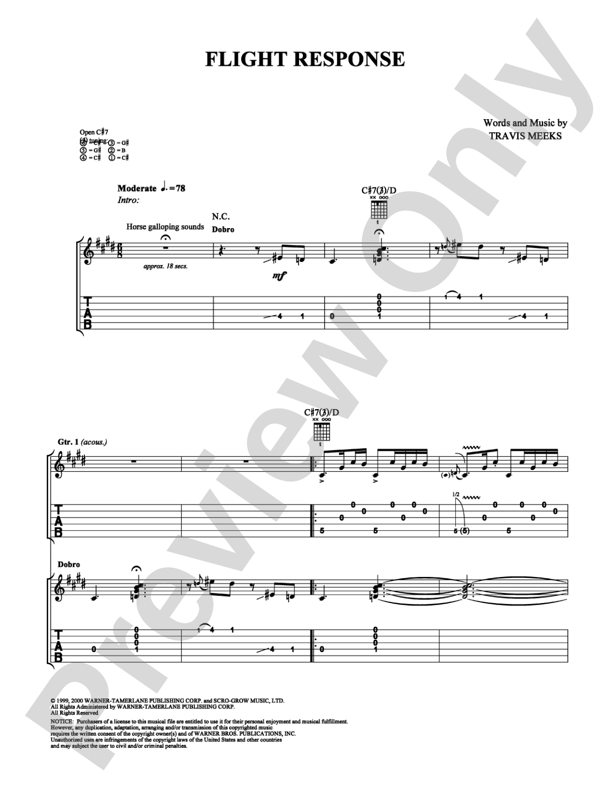 Flight Response: Guitar TAB Digital Sheet Music