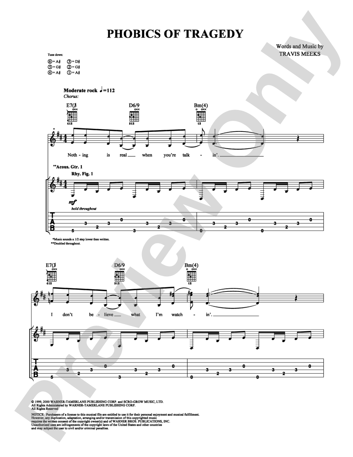 Phobics of Tragedy: Guitar TAB Digital Sheet Music