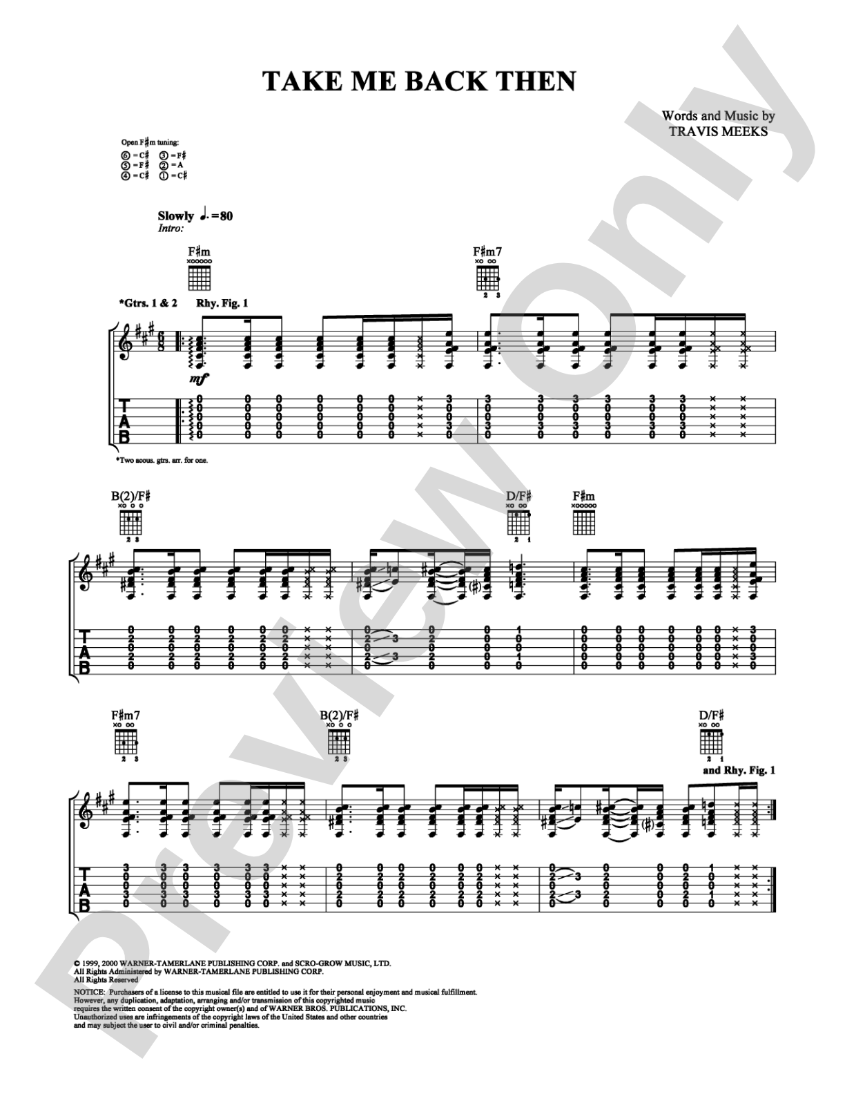 Take Me Back Then: Guitar TAB Digital Sheet Music