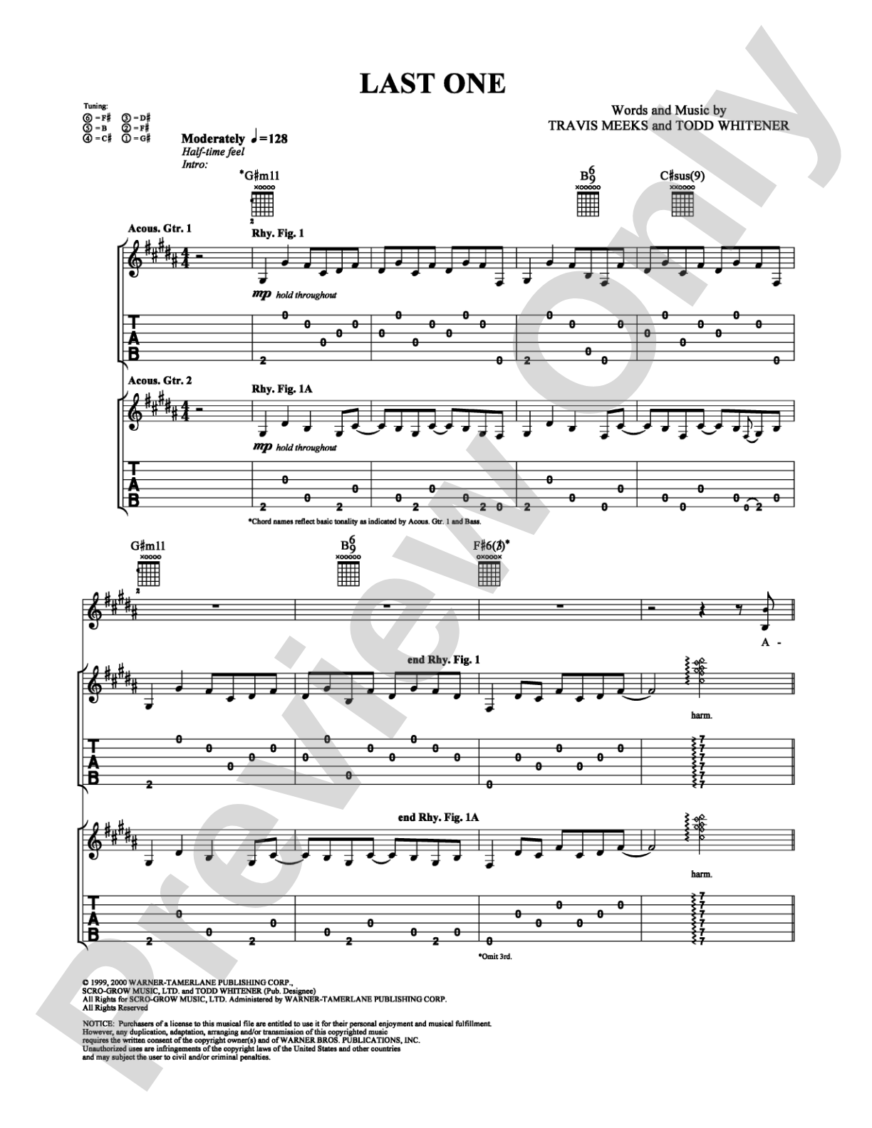 Last One: Guitar TAB Digital Sheet Music