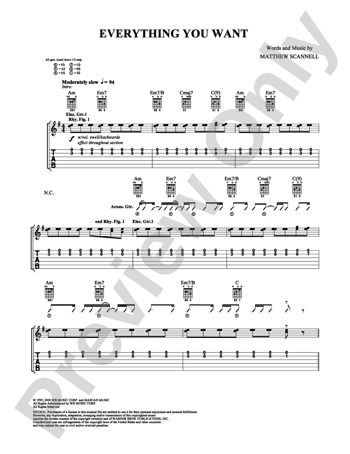 Everything You Want: Guitar TAB Digital Sheet Music