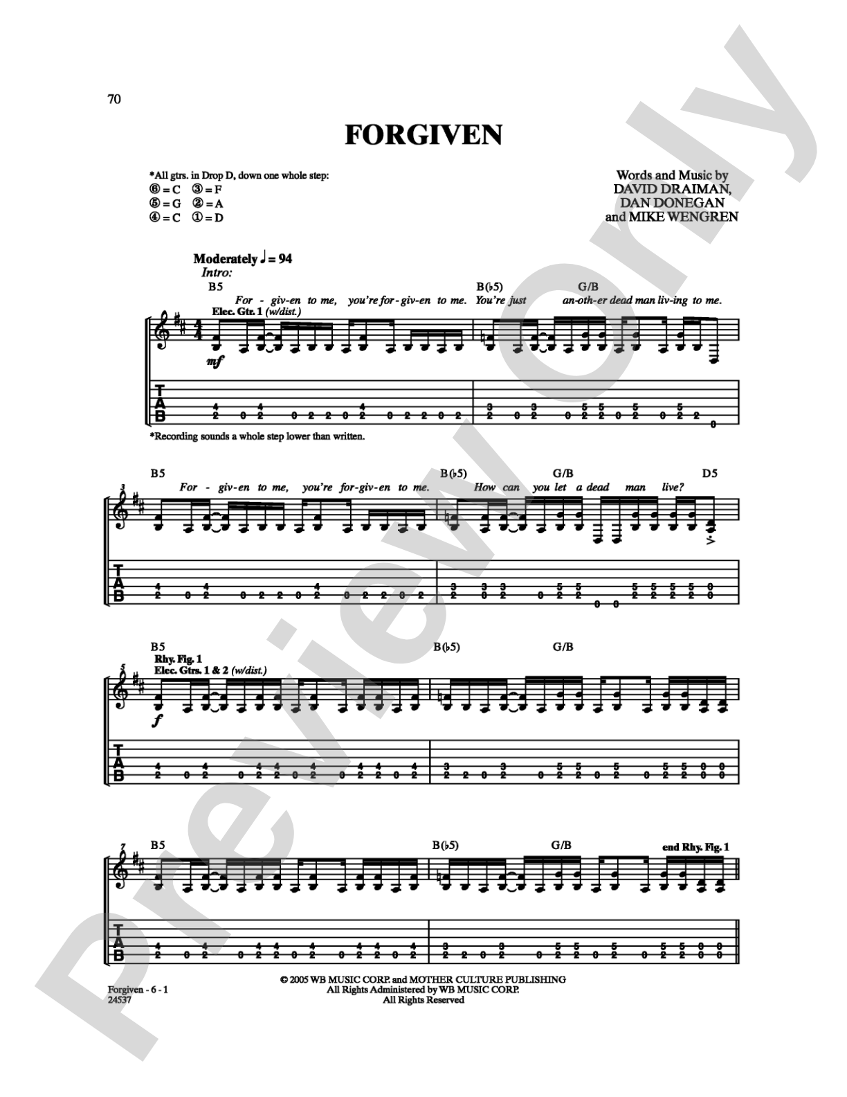 Forgiven: Guitar TAB Digital Sheet Music