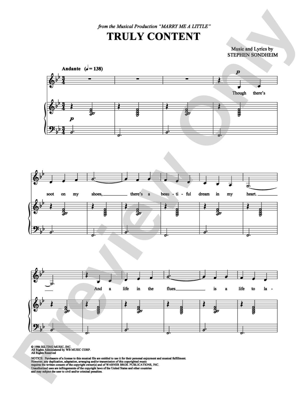 Truly Content: Piano/Vocal/Chords Digital Sheet Music