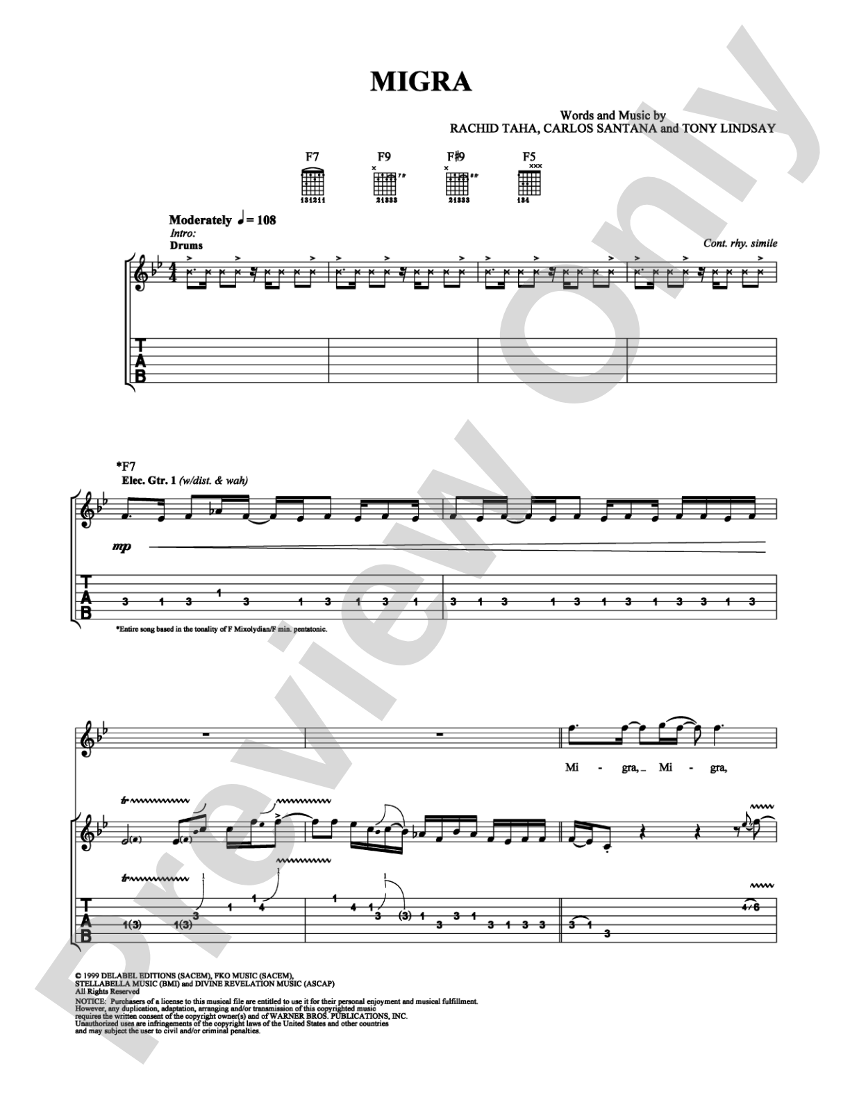 Migra: Guitar TAB Digital Sheet Music