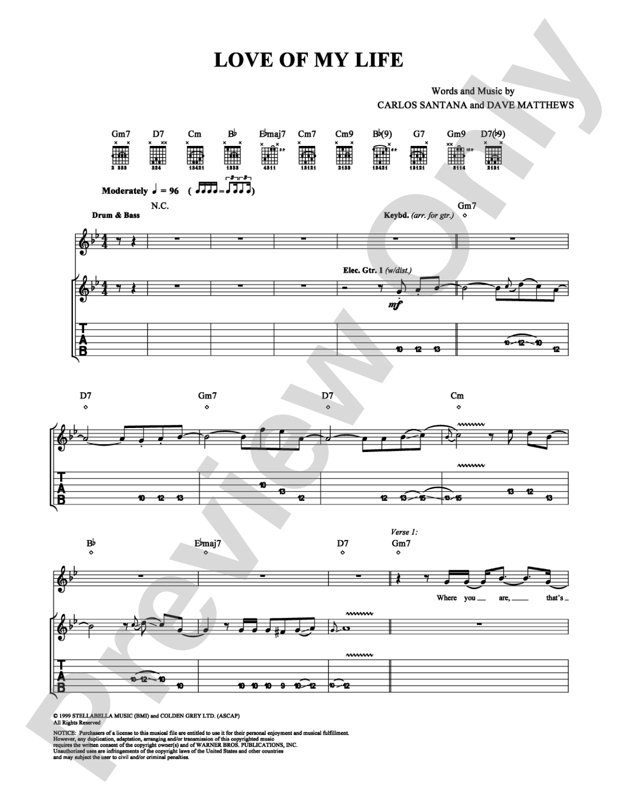Love of My Life: Guitar TAB Digital Sheet Music