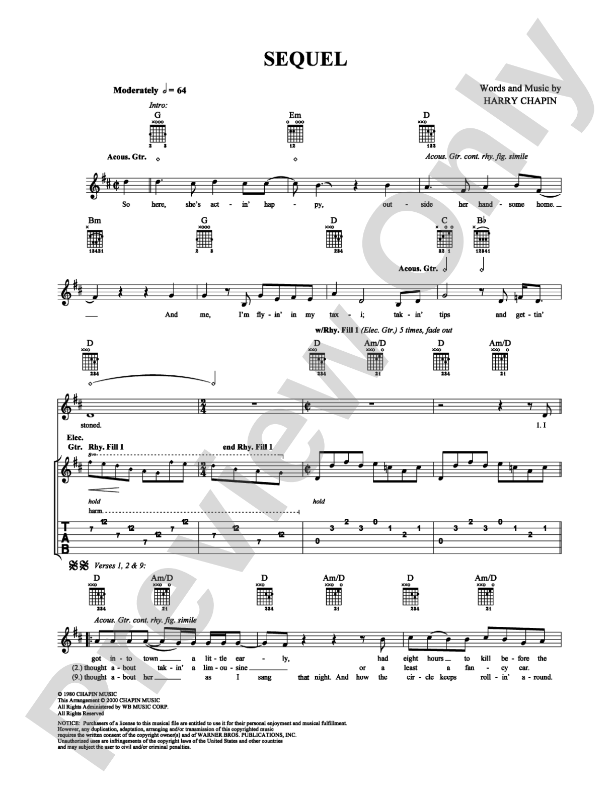 Sequel: Guitar TAB Digital Sheet Music