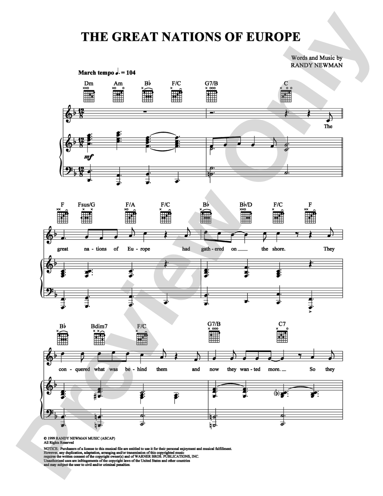 The Great Nations of Europe: Piano/Vocal/Chords Digital Sheet Music